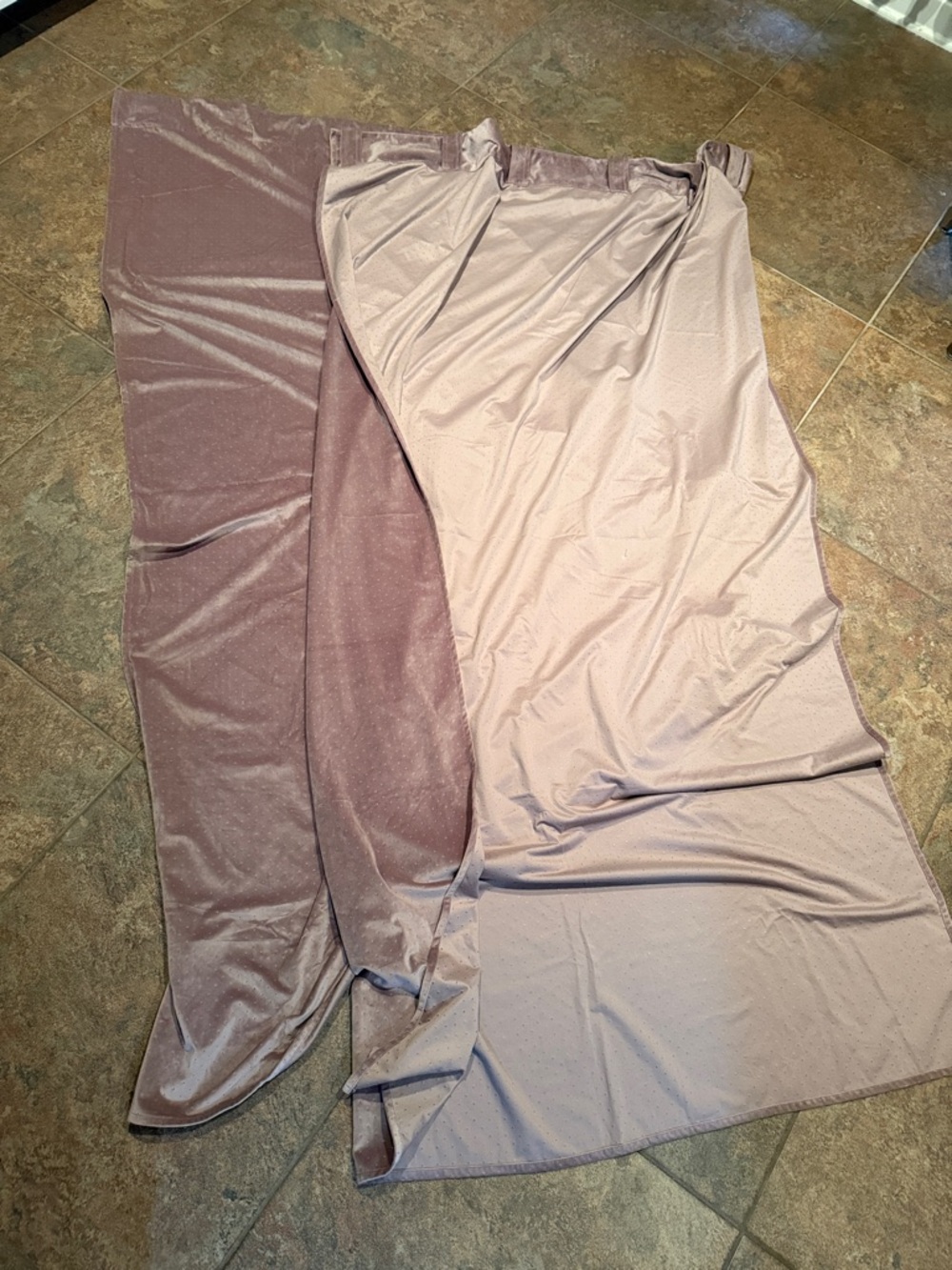 Pair of Anthropologie Dusty Mauve Velvet Drapes